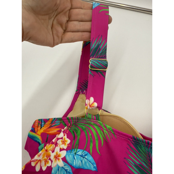 Swimsuits For All Women’s 2 Piece Tankini Bike Shorts Raspberry Tropic Size 12 - Picture 5 of 10